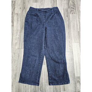 Faded Glory Pants Womens Small Blue Crop Wide Leg Pull On Casual Denim